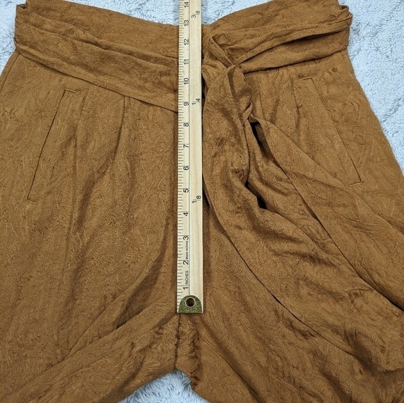 Anthropologie Ett:twa Pants Women's 8 Brown Gold Aubade Tie High Waist Jogger - Picture 4 of 7
